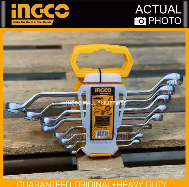 Ingco HKSPA3088 8pcs Offset Ring Spanner Set 6-22mm