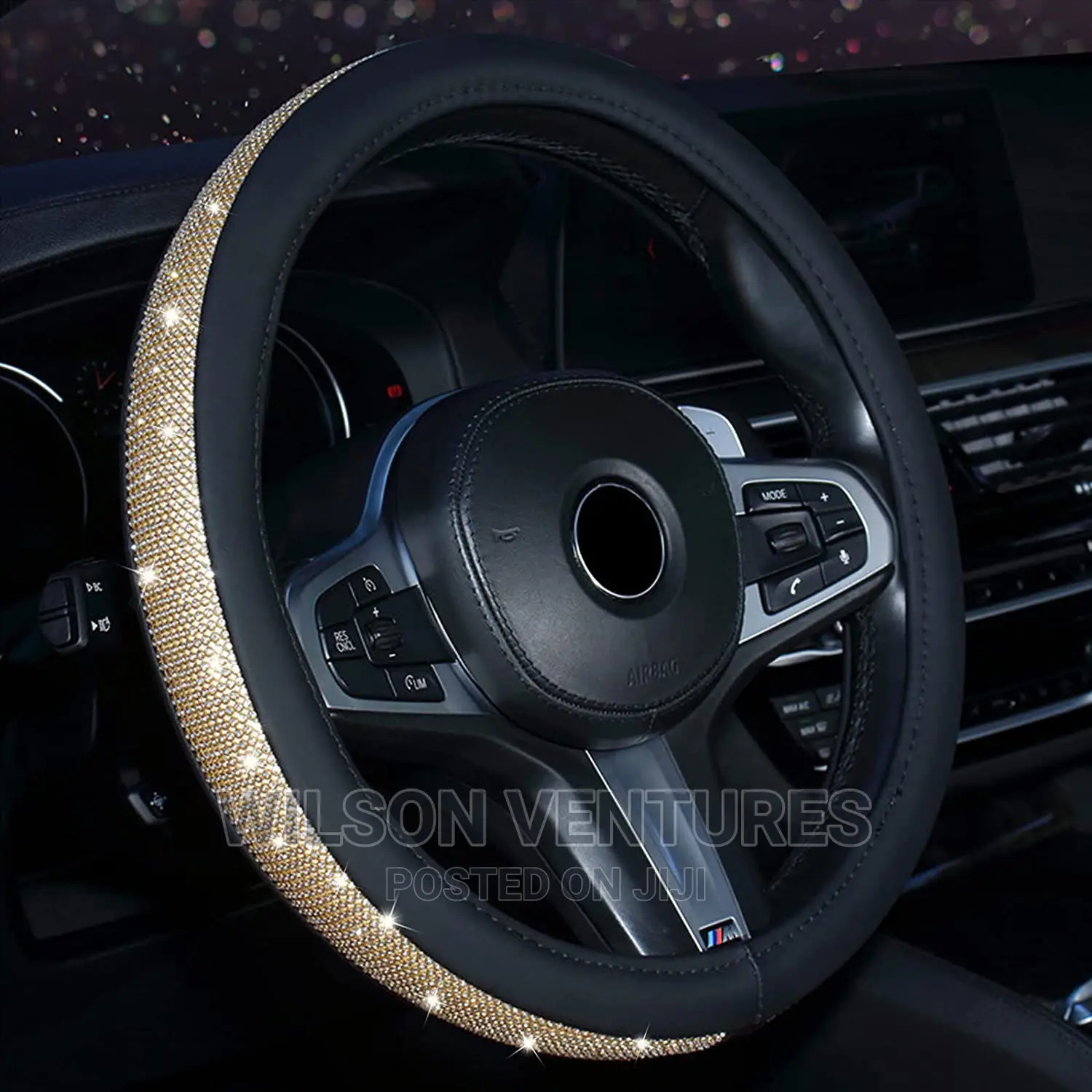 Gold Color Stones Steering Cover