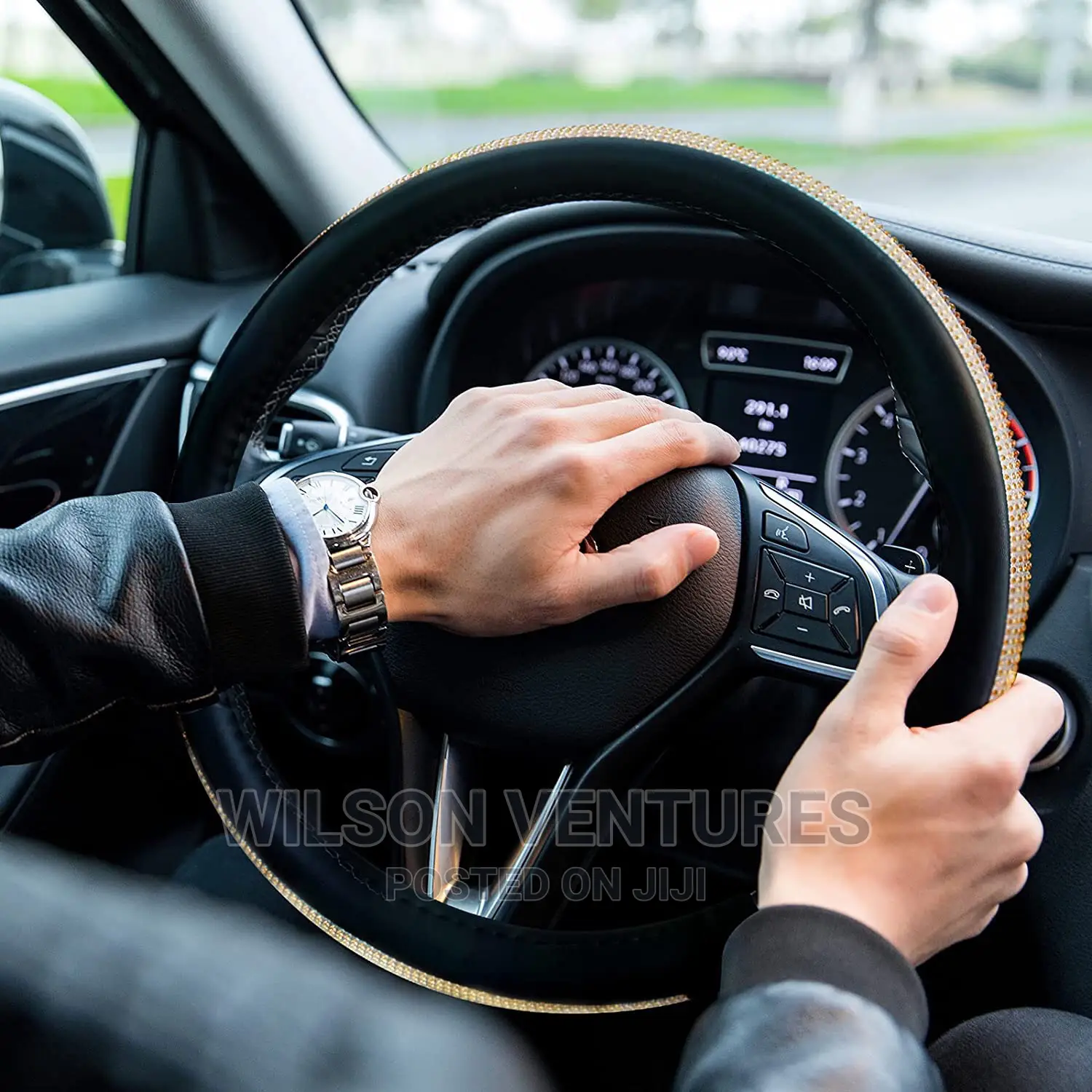 Gold Color Stones Steering Cover