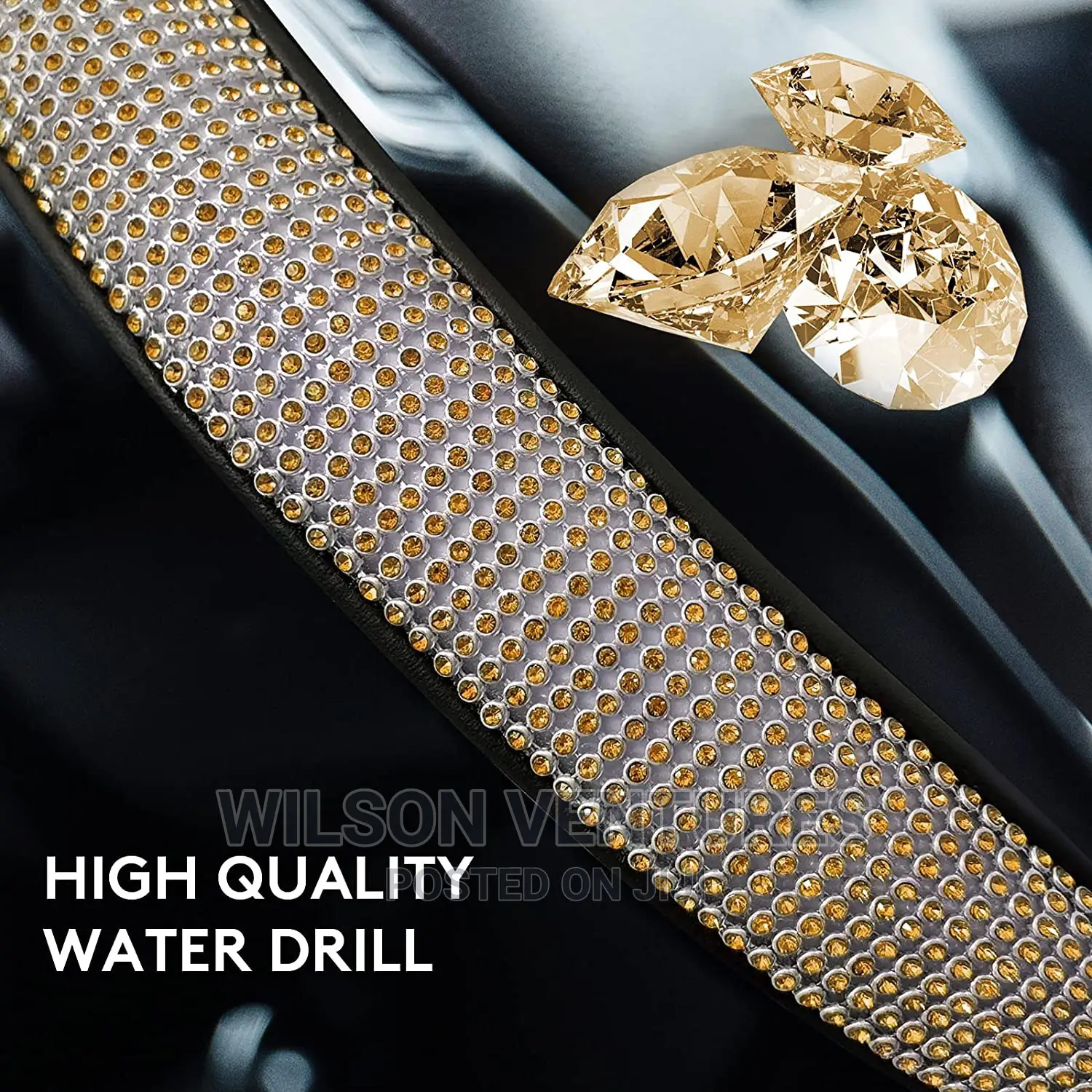 Gold Color Stones Steering Cover