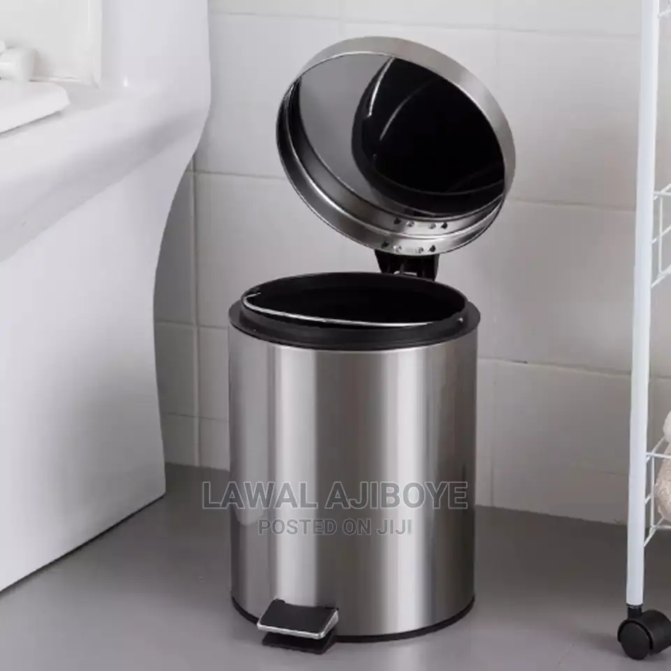 12l Stainless Steel Step Pedal Trash Can Household Rubbish