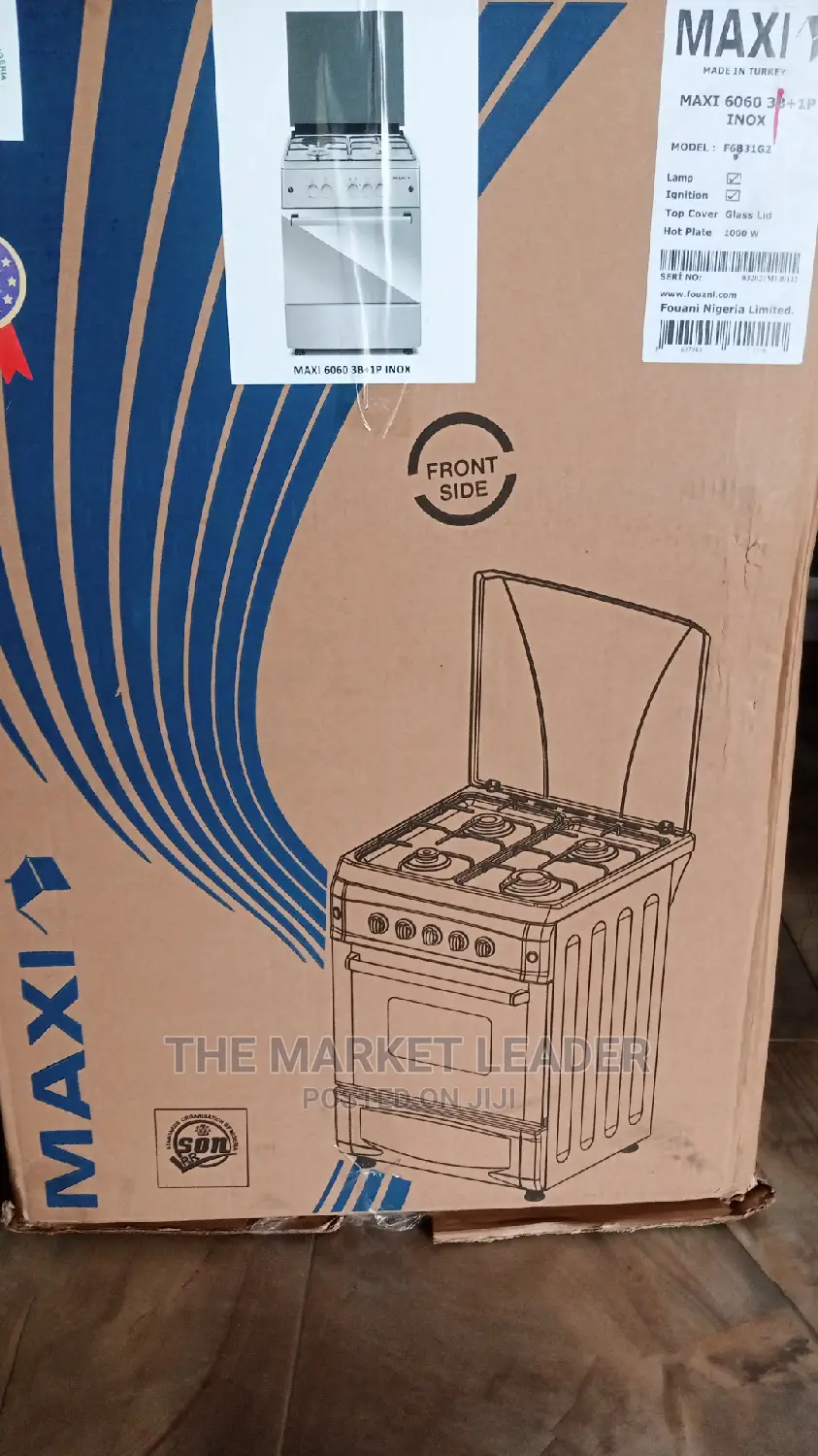 Maxi Gas Cooker 60*60 3gas + 1electric Inox