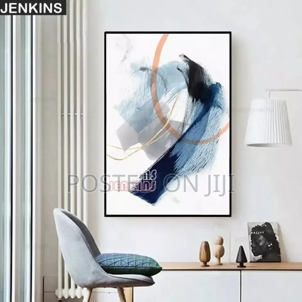 Abstract Hazy Blue Gold Brush Effect Matt