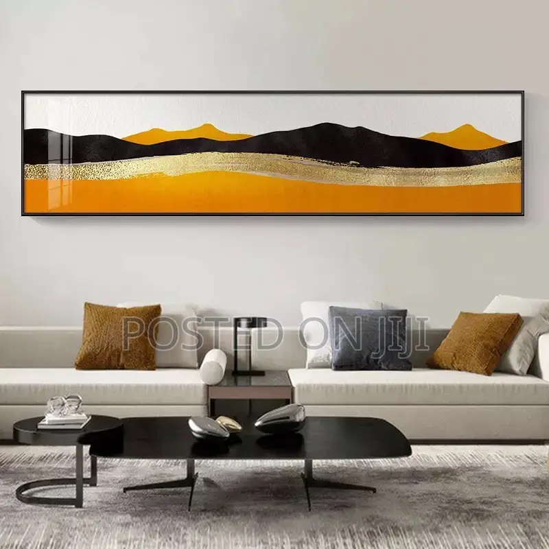 Abstract Blocks Orange Blue Bedside Poster Print