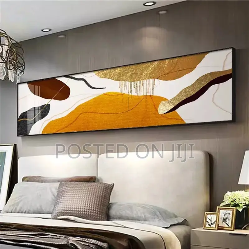 Abstract Blocks Orange Blue Bedside Poster Print