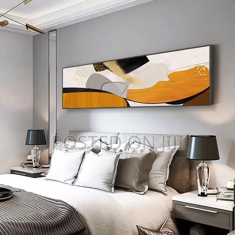 Abstract Blocks Orange Blue Bedside Poster Print