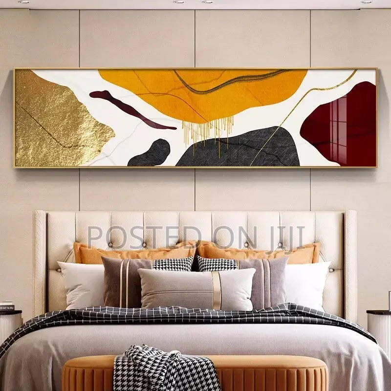 Abstract Blocks Orange Blue Bedside Poster Print