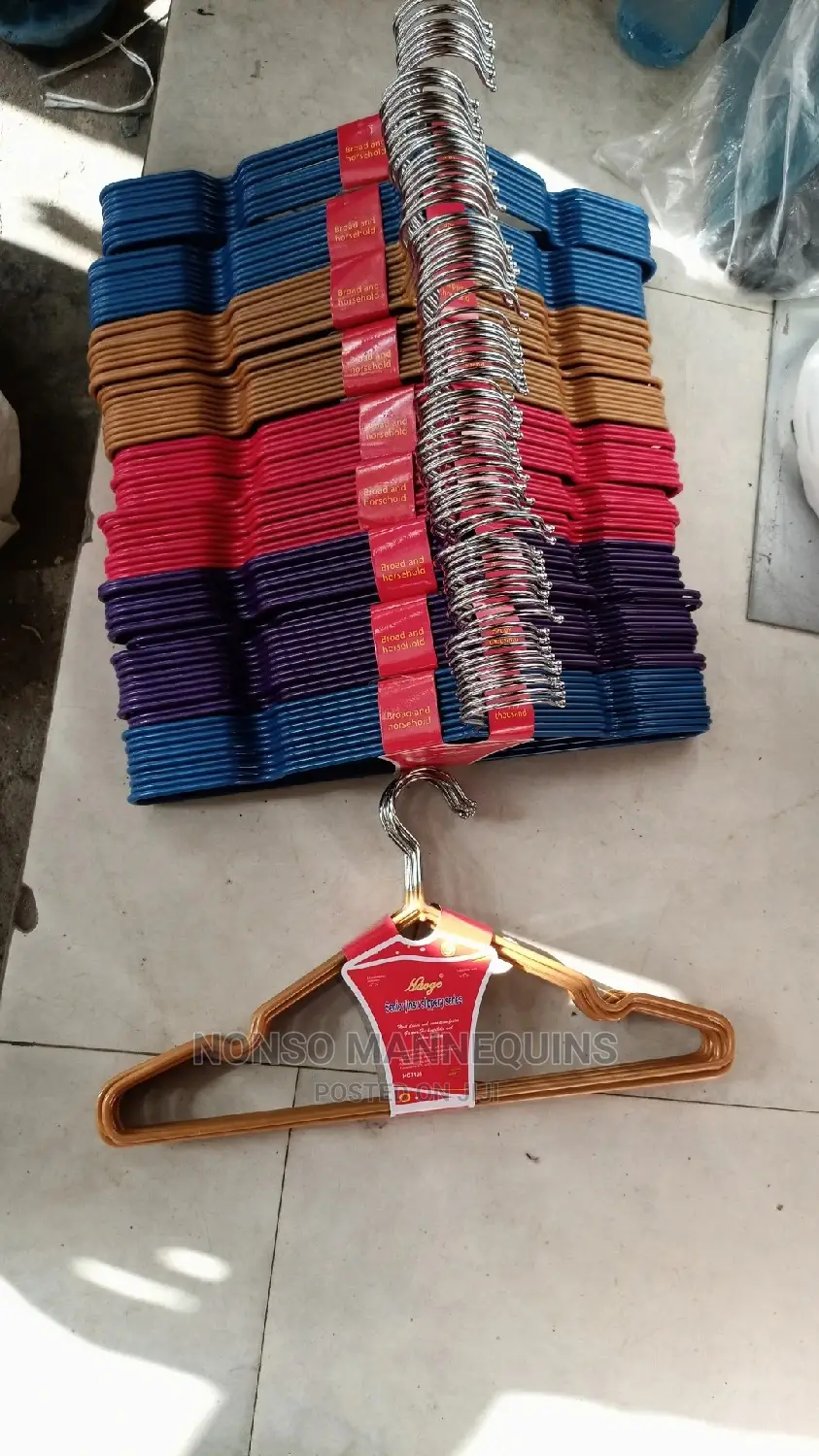 Coated Hangers Of Different Colors For Clothes Display