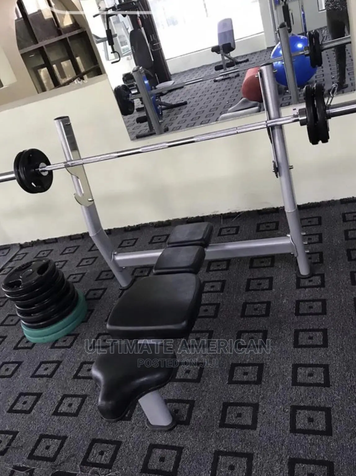 American Fitness Olympic Barbell With 50kg Weight and Bench