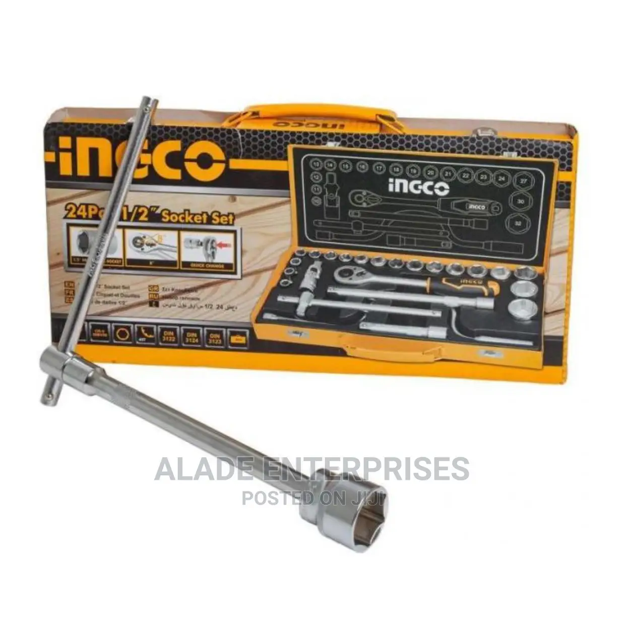 Ingco Socket Set 1/2′′ Chrome-vanadium 10-32mm 24pcs