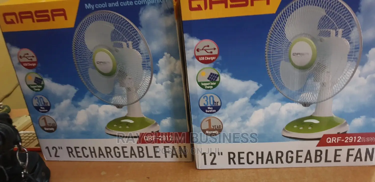 Qasa Table Rechargeable Fan 12inches Solar Friendly