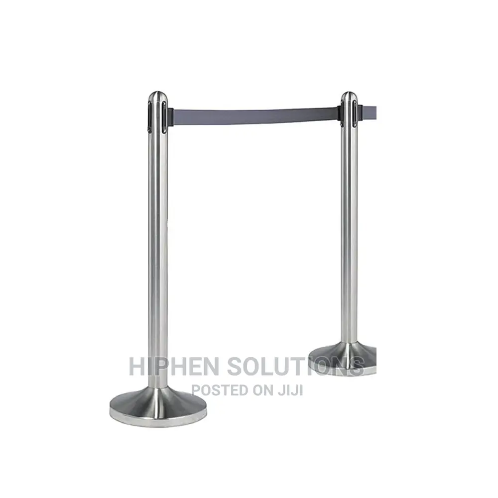 Silver Steel Stanchion Post With 7.5' Belt