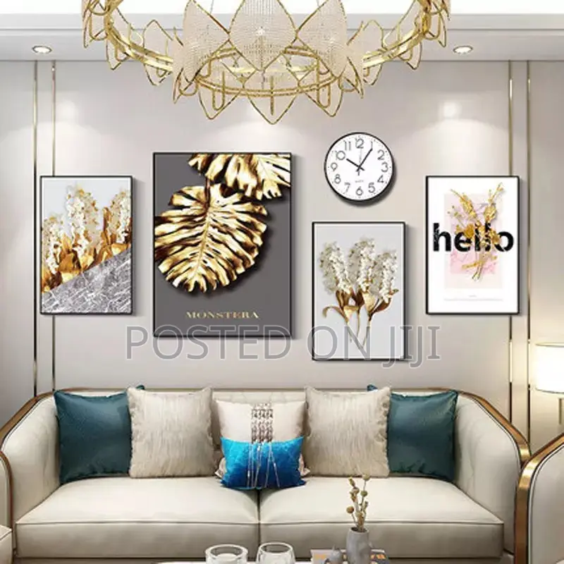 Abstract Gold Leaf Flower Wall Art