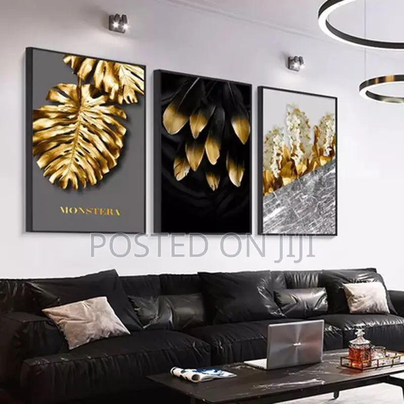 Abstract Gold Leaf Flower Wall Art