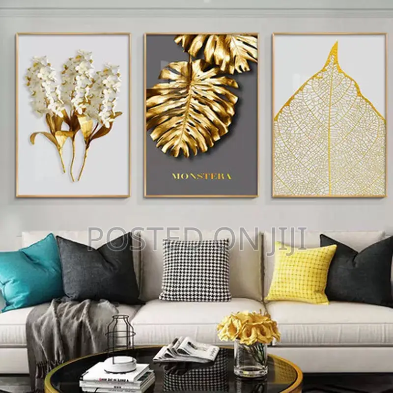 Abstract Gold Leaf Flower Wall Art