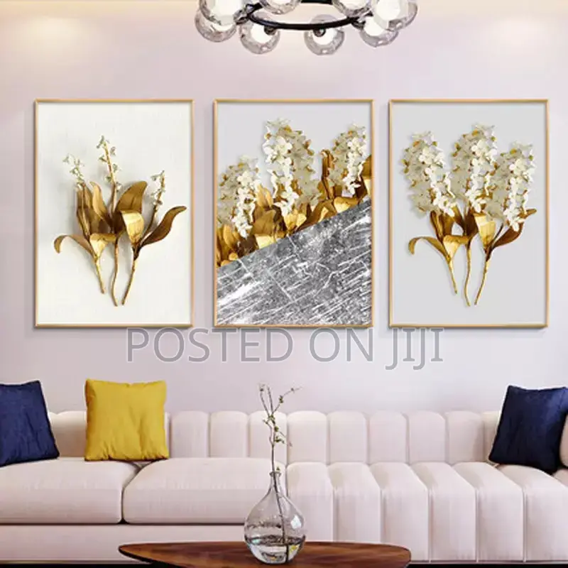 Abstract Gold Leaf Flower Wall Art