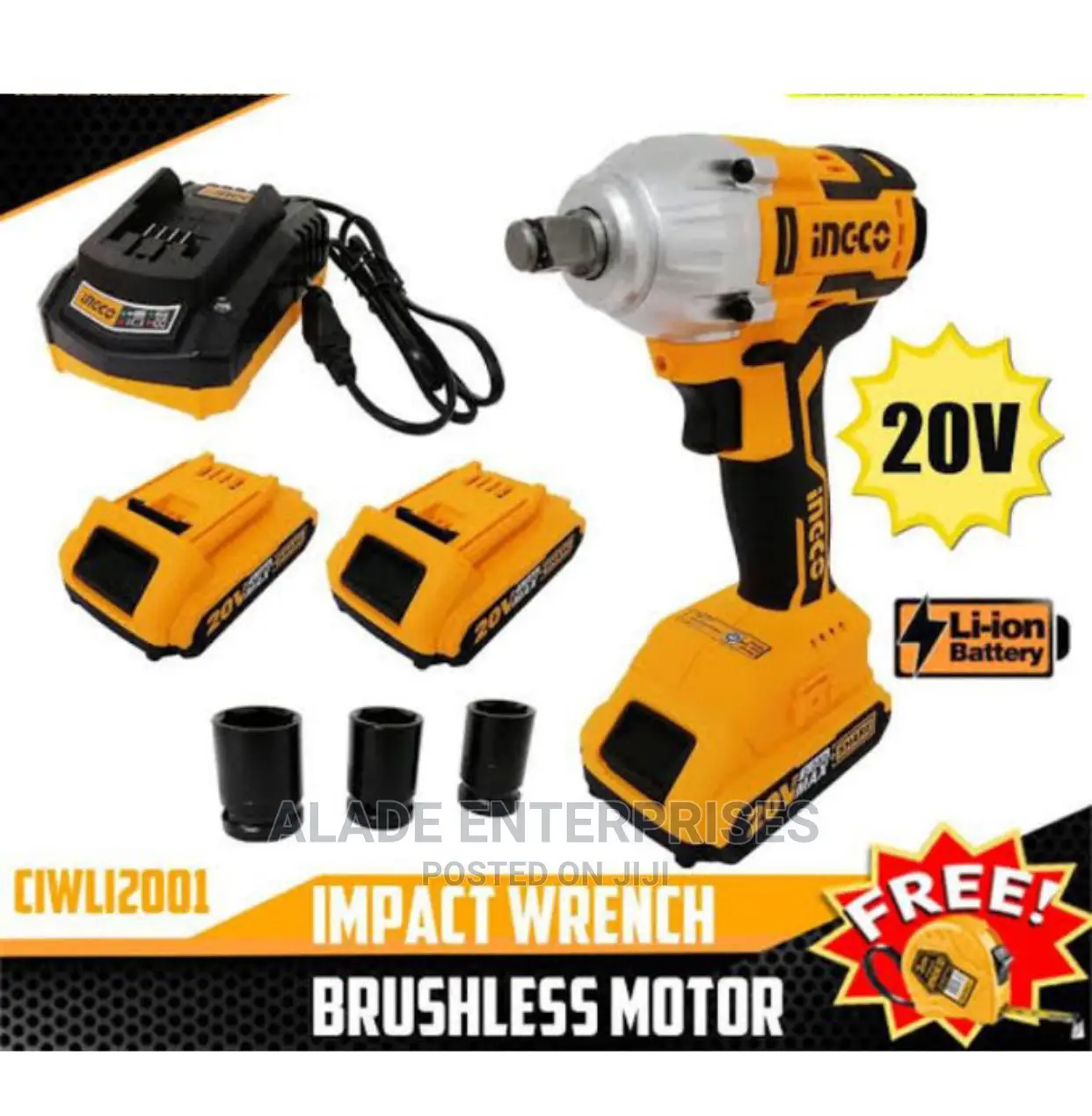 Ingco Cordless Impact Wrench 2 X Batteries,Charger and Bag