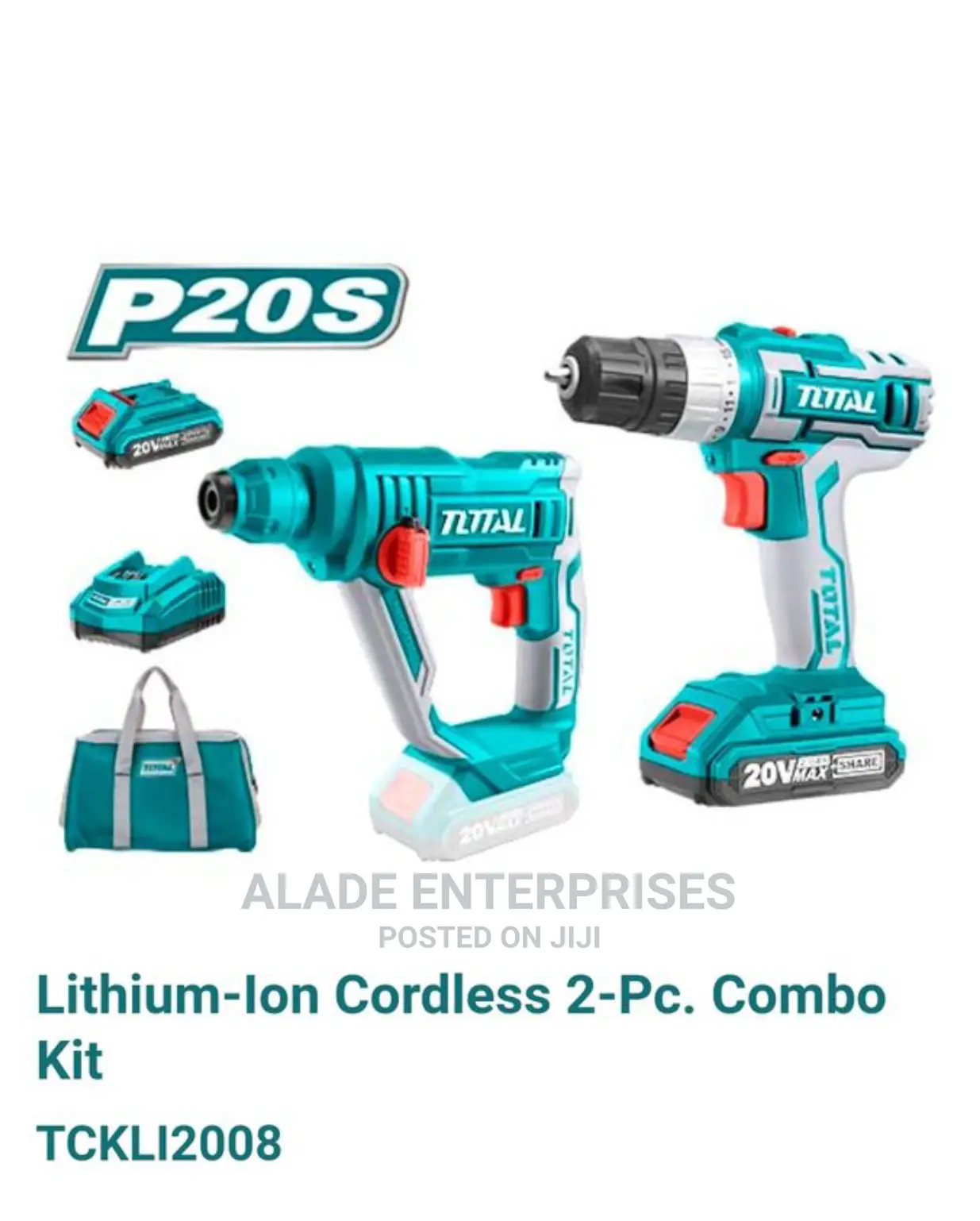 TOTAL 20V Lithium-Ion Cordless 2-Pc. Combo Kit TCKLI2006