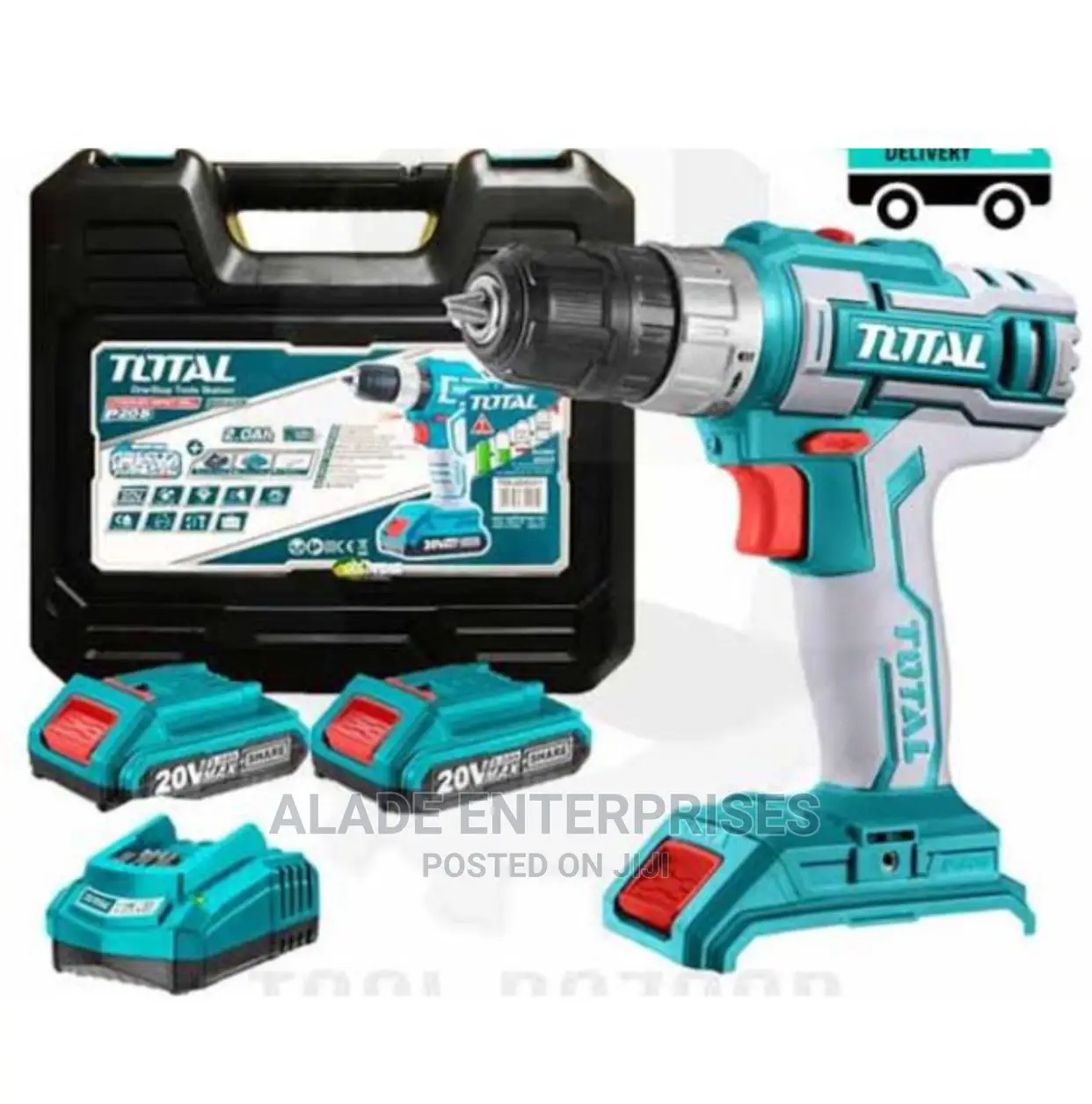 TOTAL Cordless Drill 20v With Two Batteries and Fast Charger