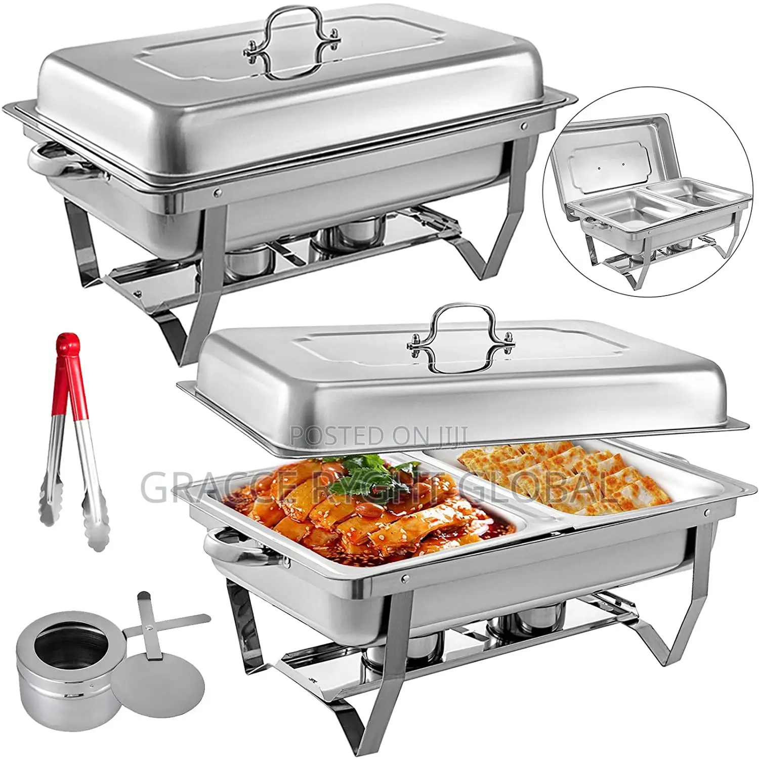Stainless Steel 2 In1 Chaffing Dish Buffet Set