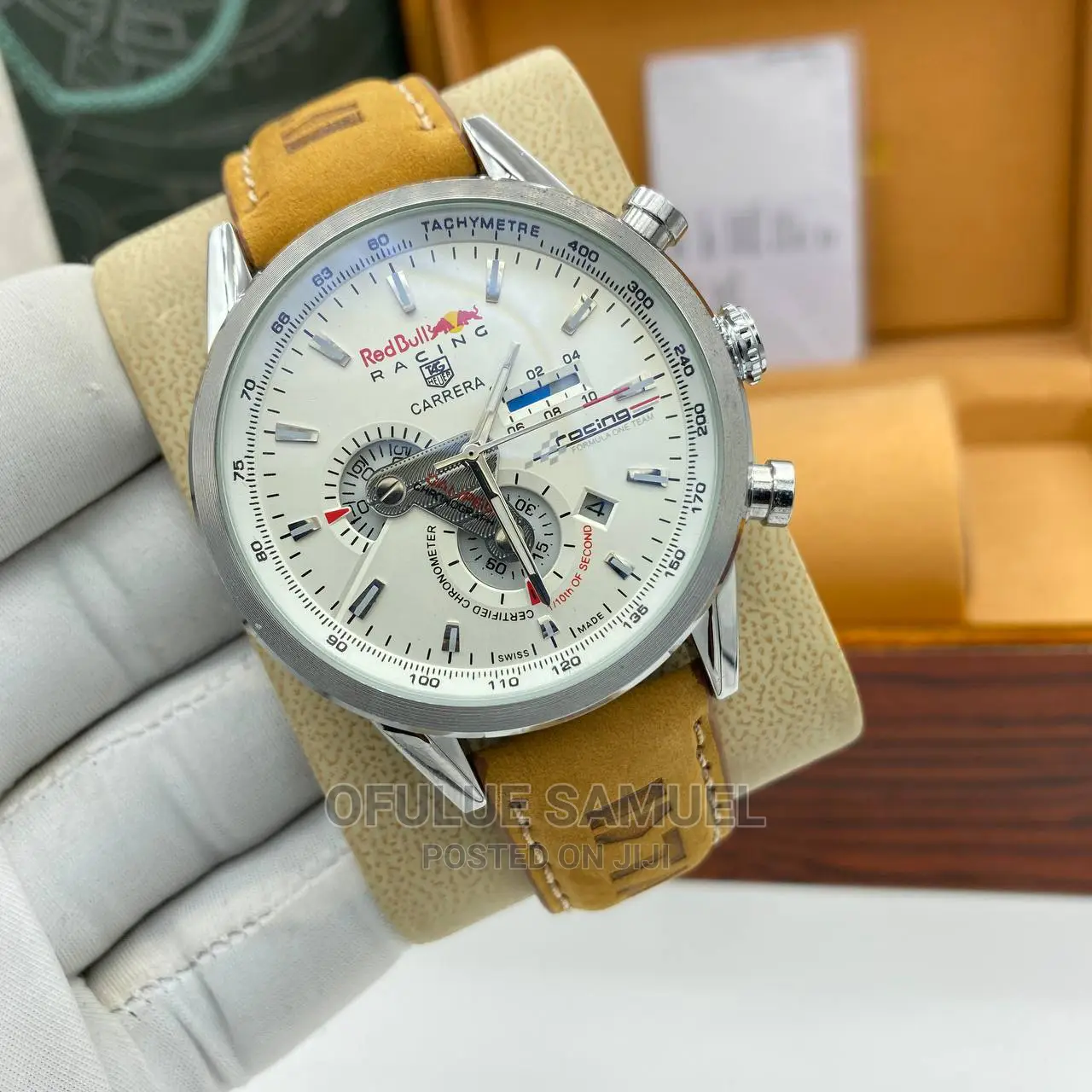 Genuine Leather Chronograph Wristwatch