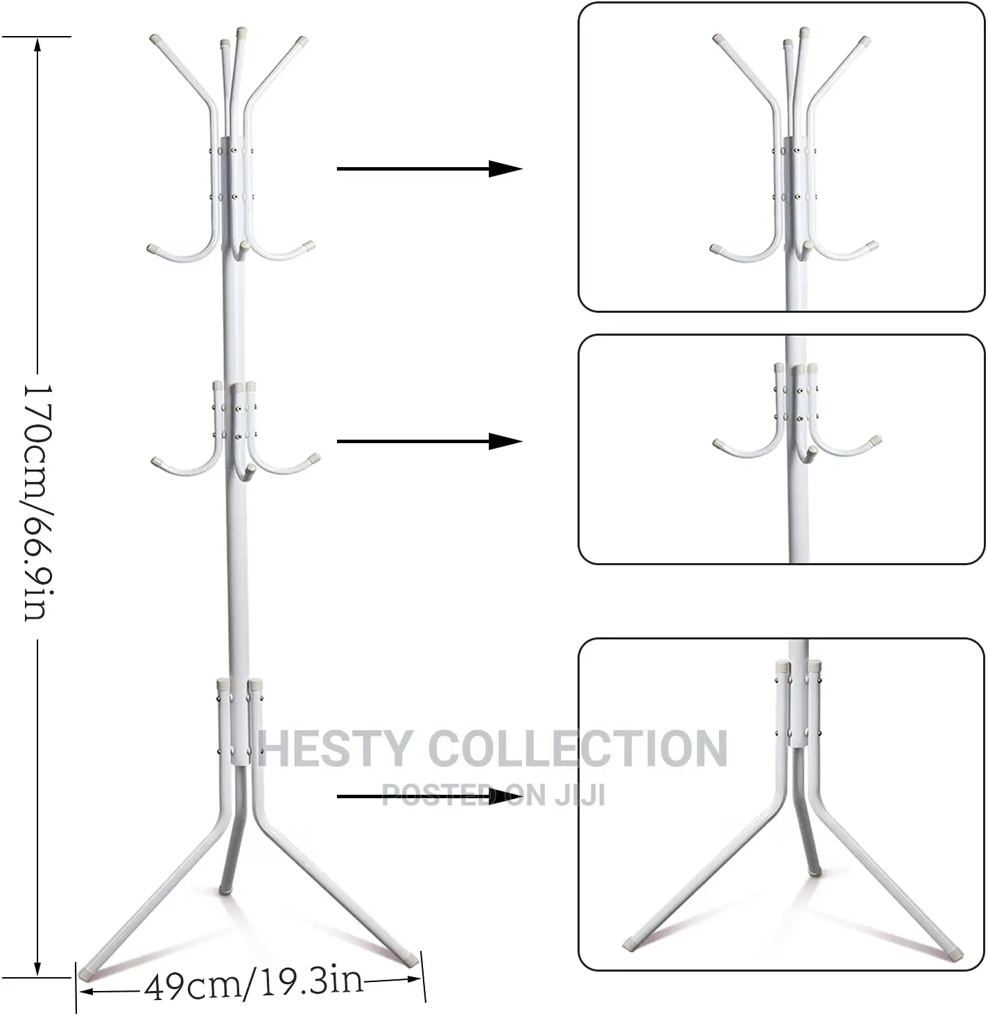 Coat Rack Metal With Hooks Wig Bag Clothes Hanger