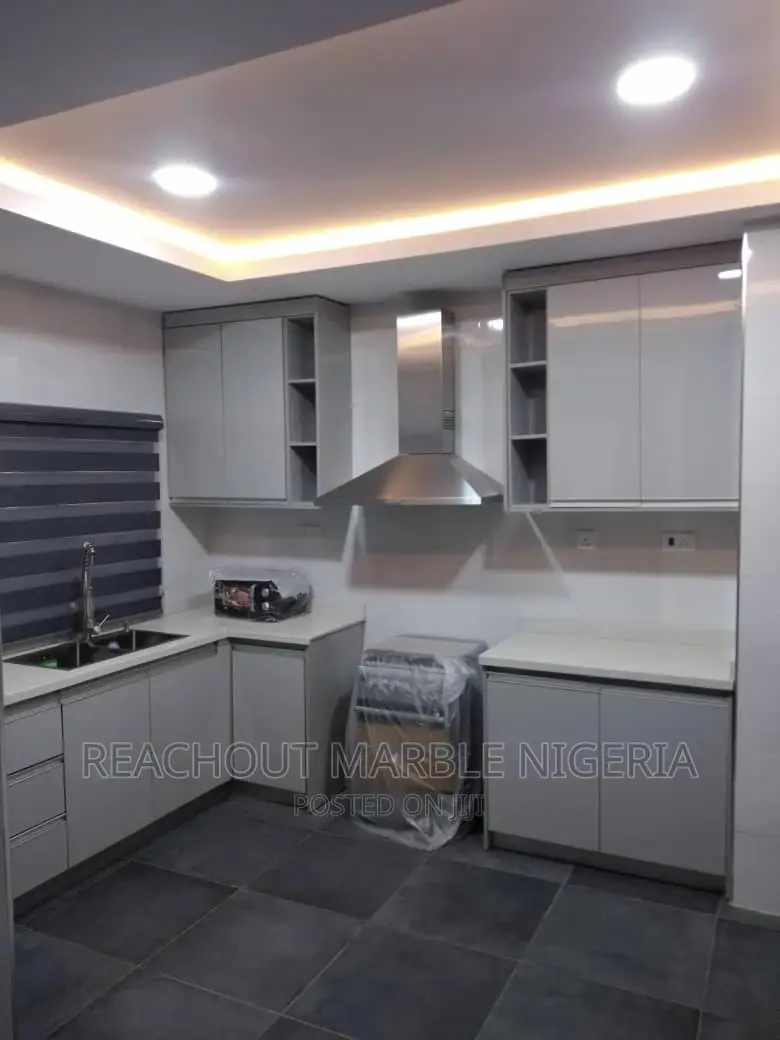 Kitchen Cabinet Fabrication With Marble Counter Top