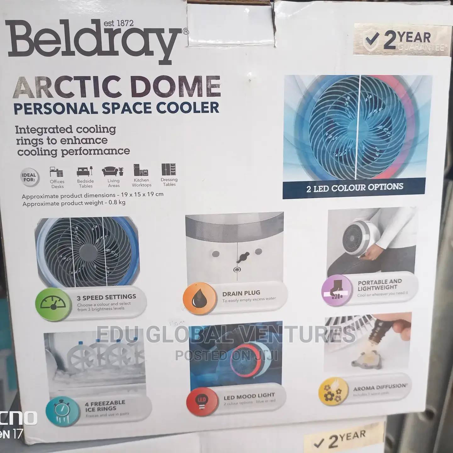 Beldray Arctic Dome Personal Space Cooler, 4 Ice Packs.