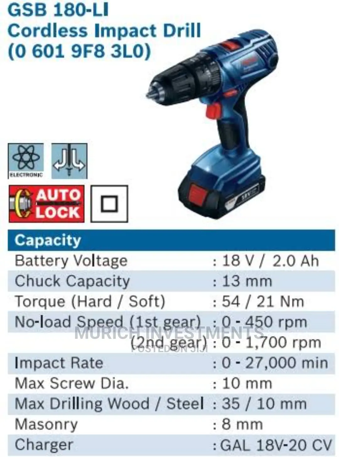 Bosch 18v Cordless Impact Drill GSB 180-Li