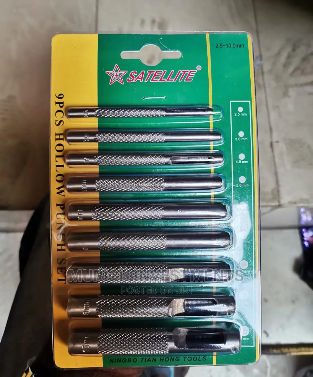 Hollow Punch Set, 9 Pc 2.5mm -10mm