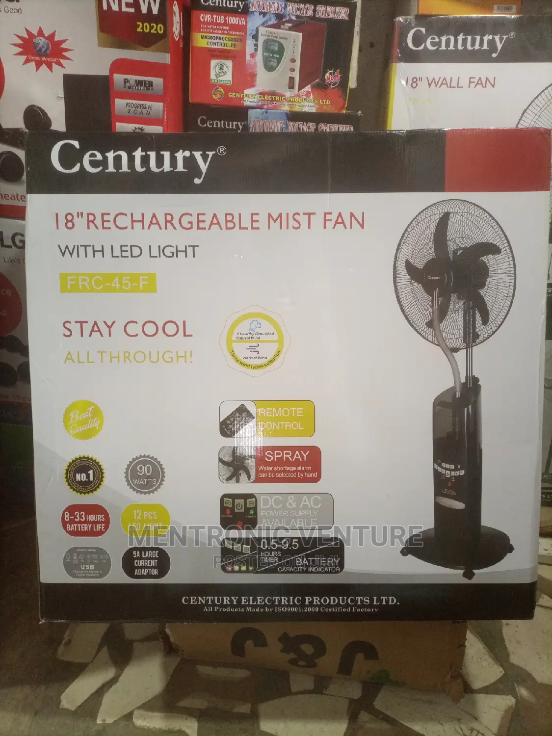 Century Rechargeable Mist Fan 18"