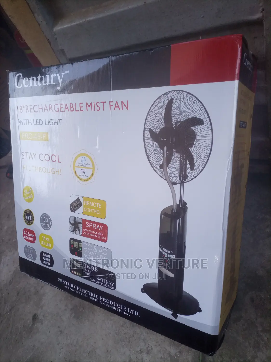 Century Rechargeable Mist Fan 18"