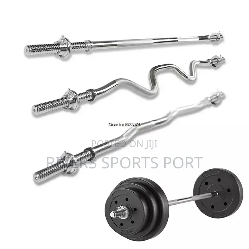 Barbell Zig-Zag Bar/Rod for Weight Plate With Spin Lock