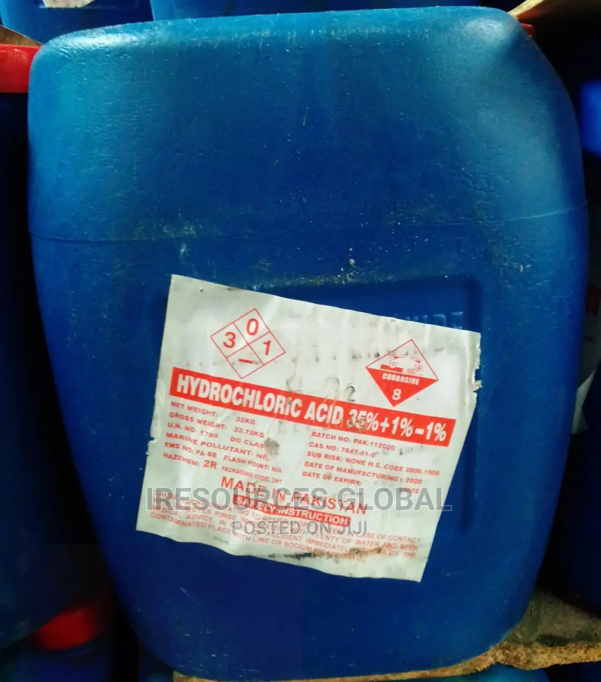 Hydrochloric Acid (Hcl 35+1%) 32kg
