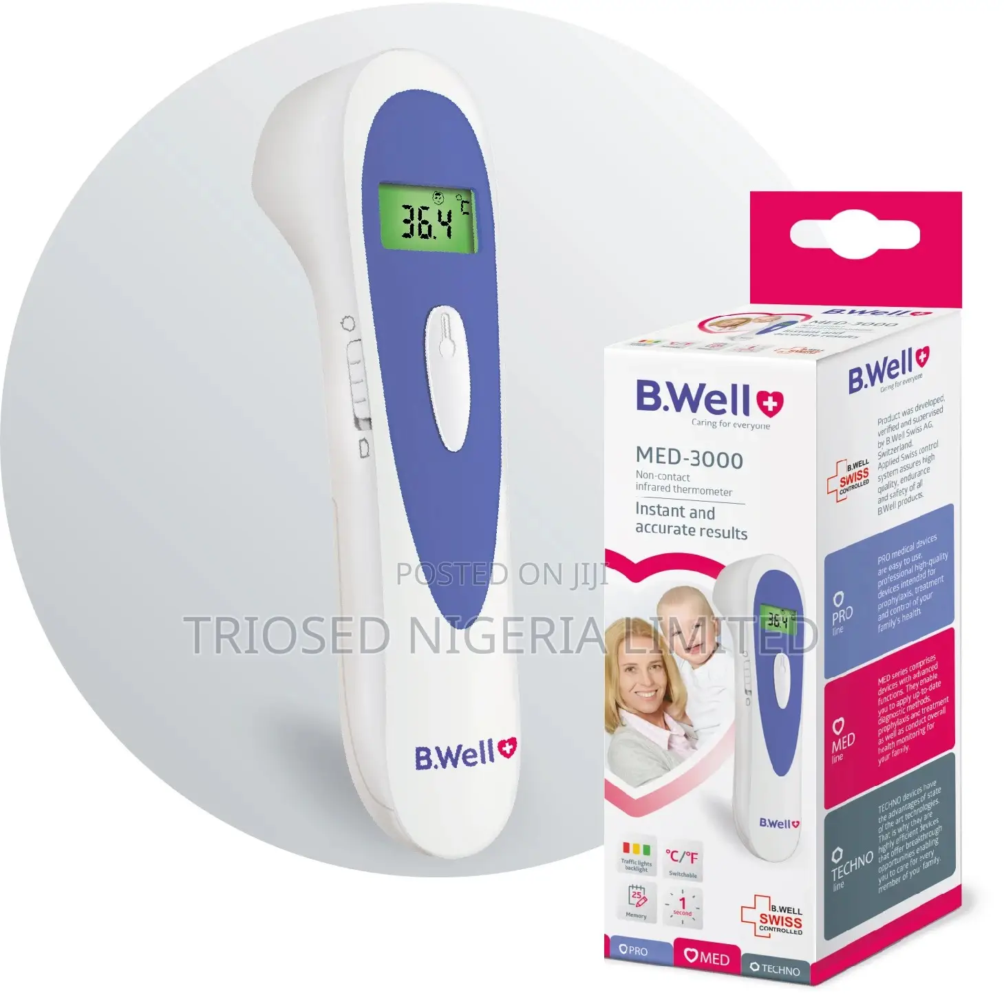 Non Contact Infrared Thermometer, Med-3000 (B.Well Swiss)