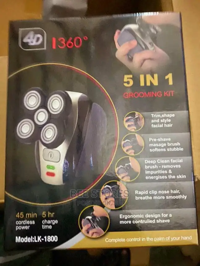 5in1 Rechargeable Waterproof Cordless 4D Electric Shaver