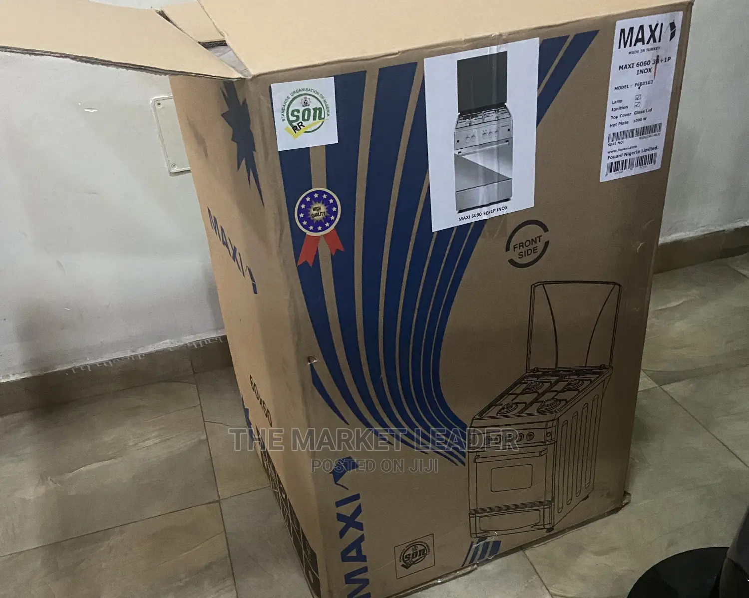 Maxi Gas Cooker 60*60 3gas + 1electric Inox