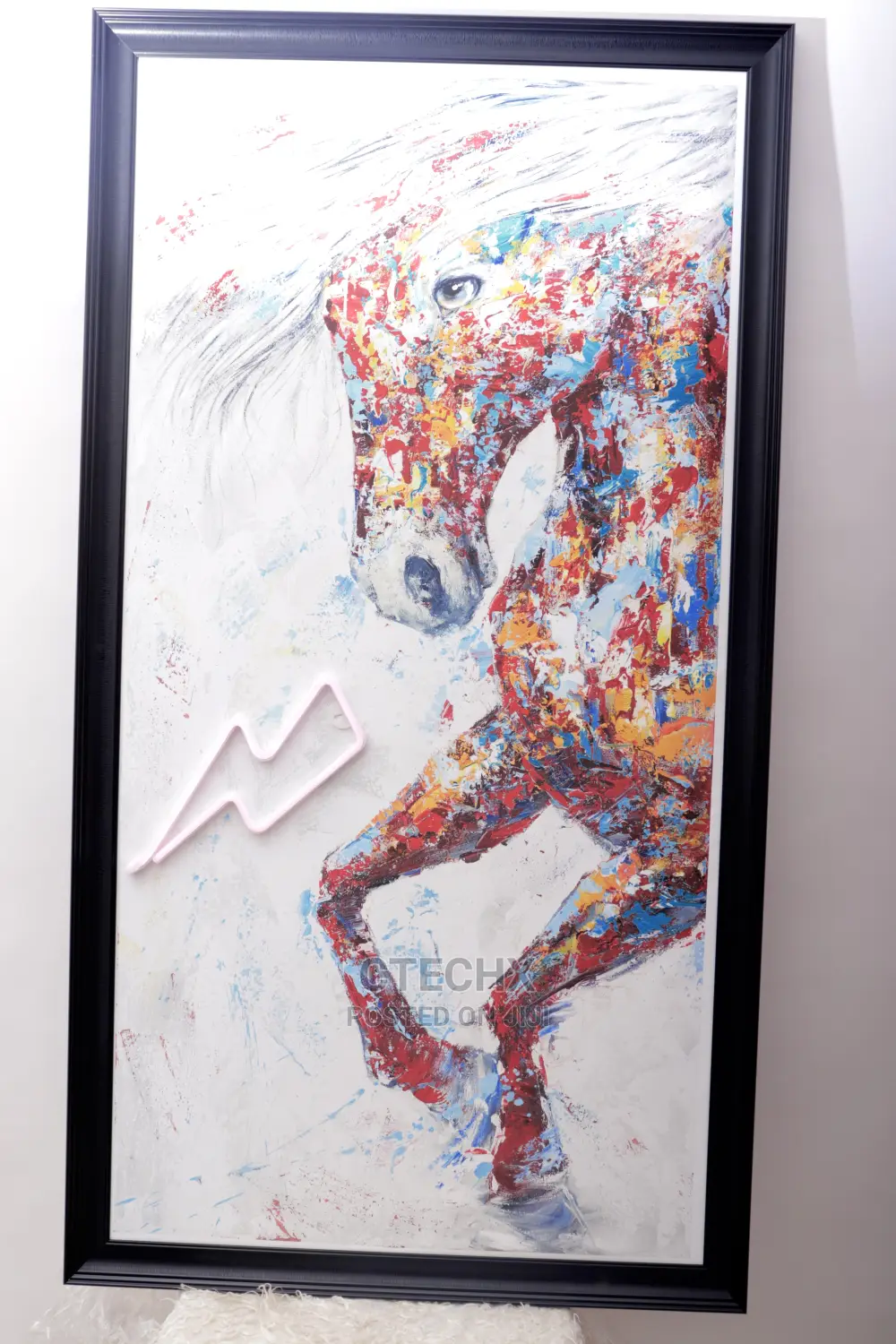 Graffiti Art Horse Canvas Painting With LED Neon Light