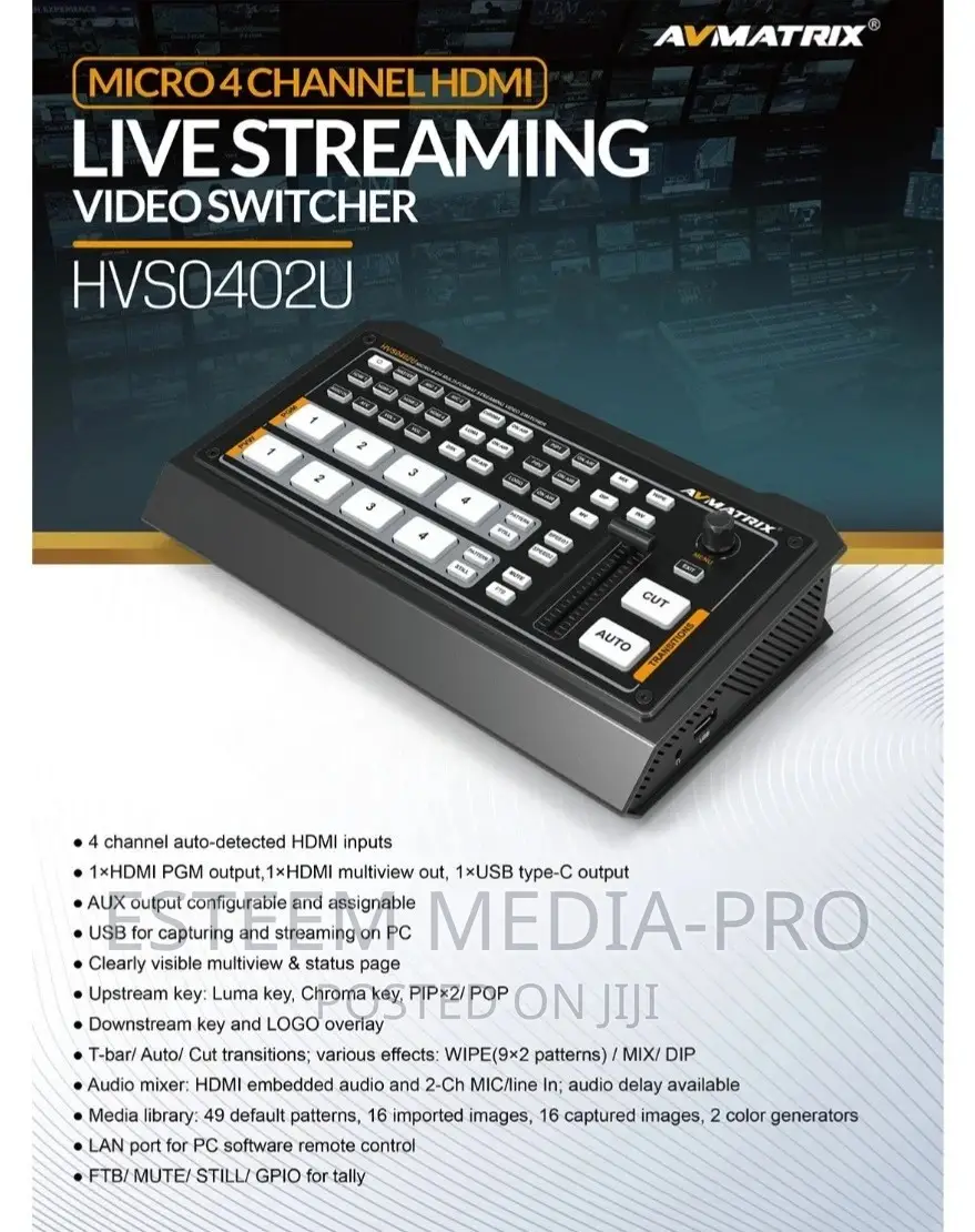 Avmatrix Hvs0402u Super 4-Hdmi Switcher With Usb Streaming