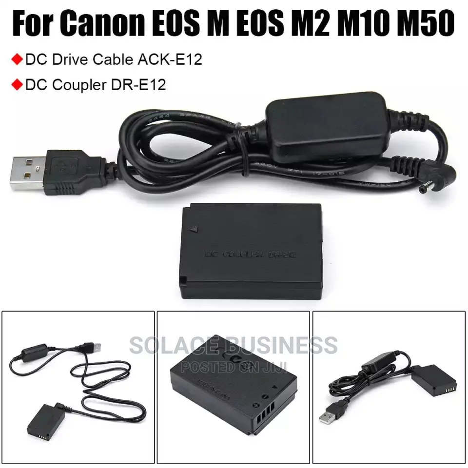 Canon M50, DC Coupler LP-E12, DR-E12, Dummy Battery Charger