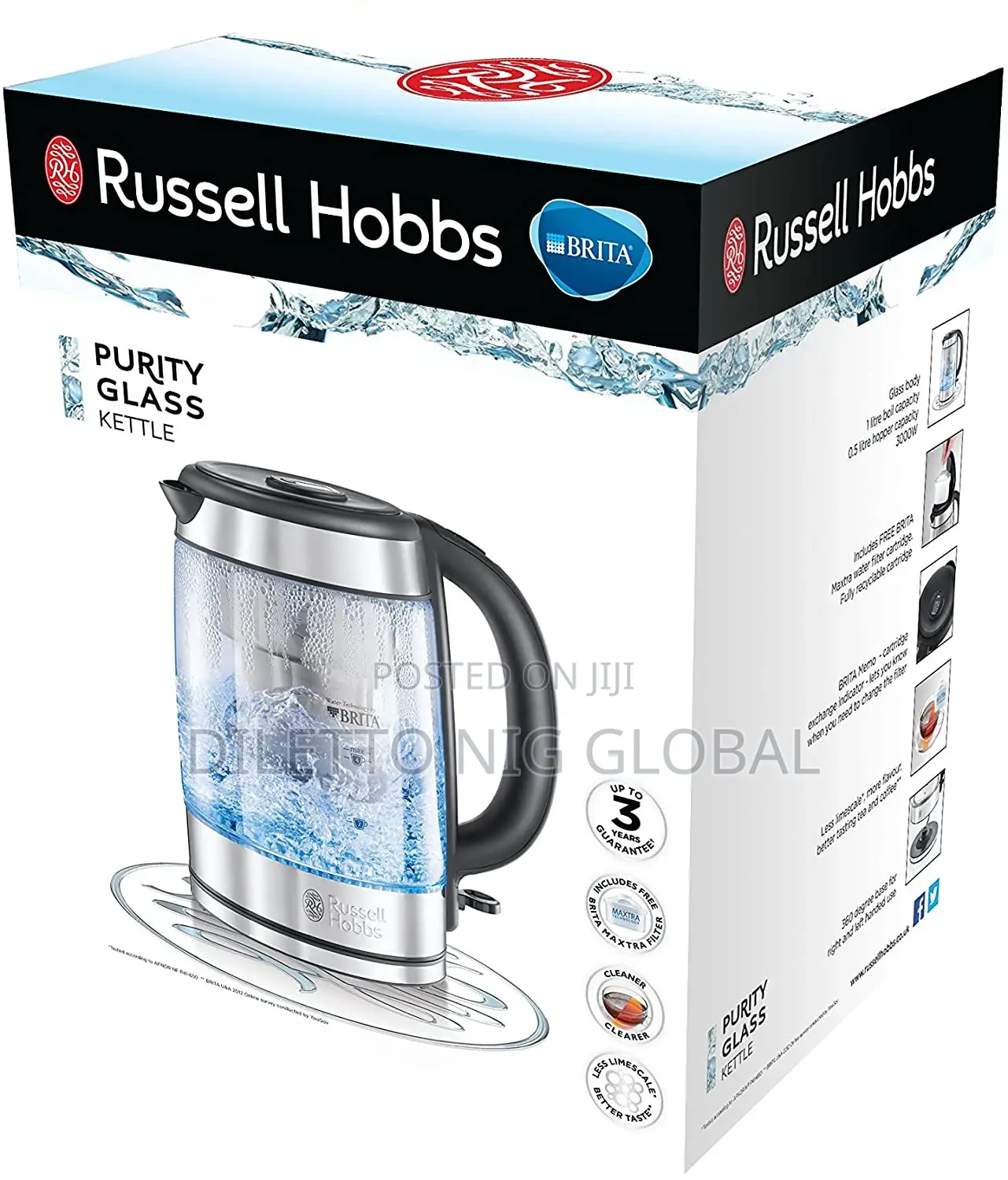 Russell Hobbs Brita Purity Glass Filter Kettle