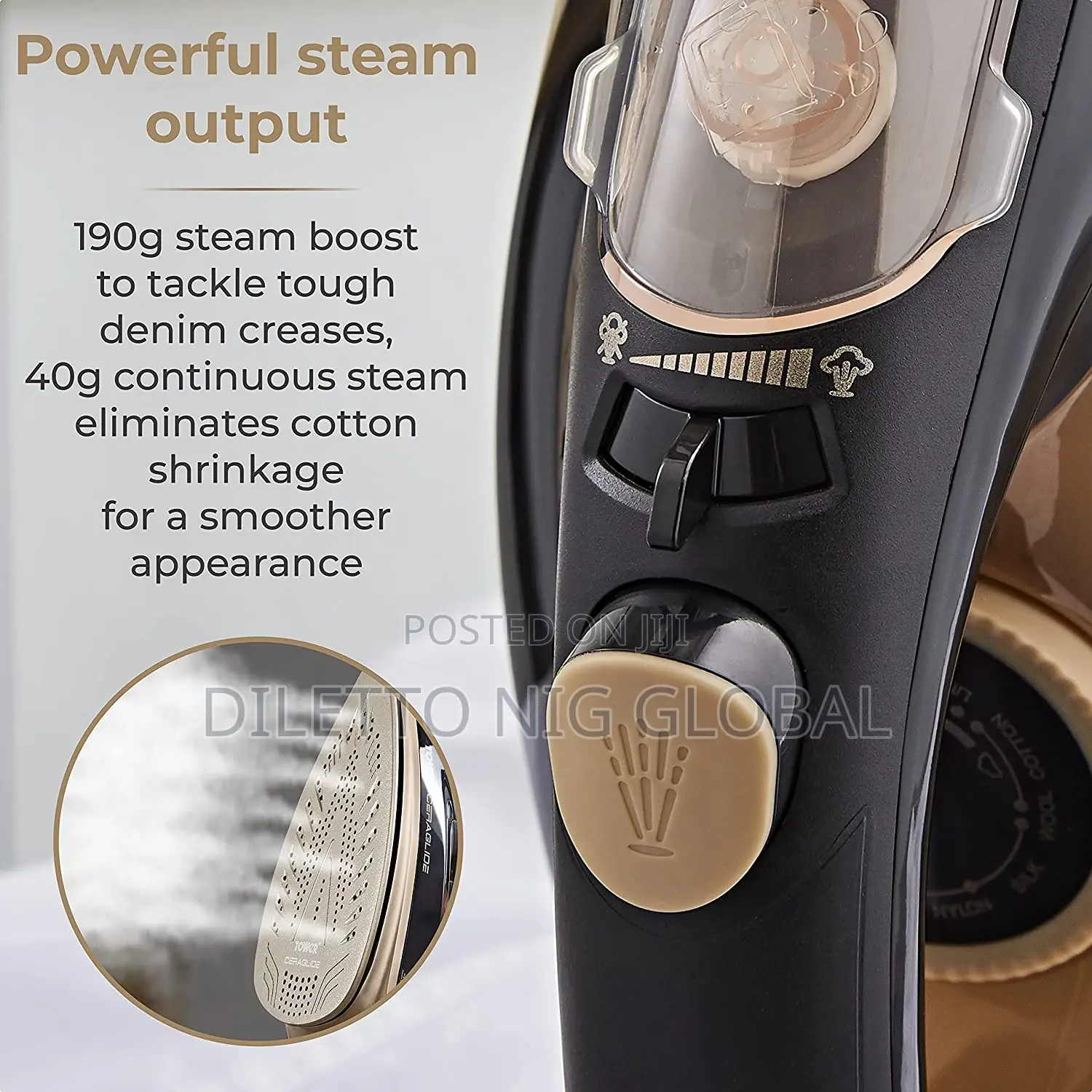 Tower Ceraglide Steam Iron With Ceramic-Coated Soleplate