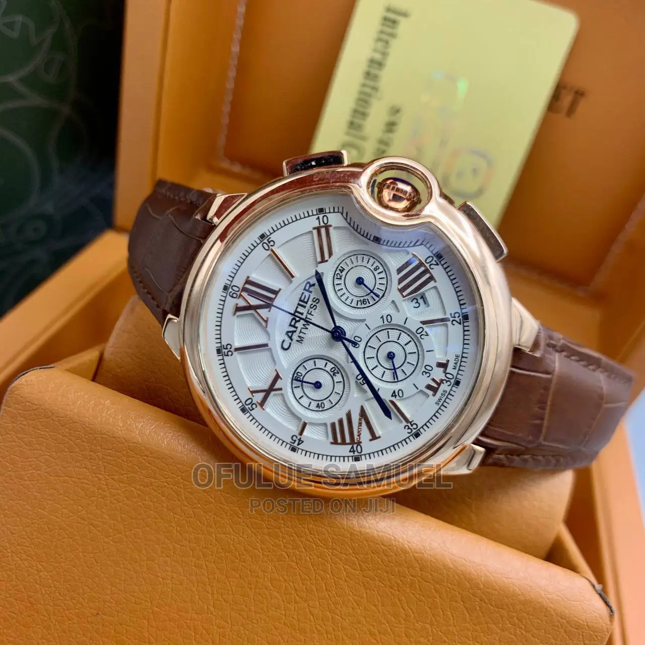 Genuine Leather Chronograph Wristwatch