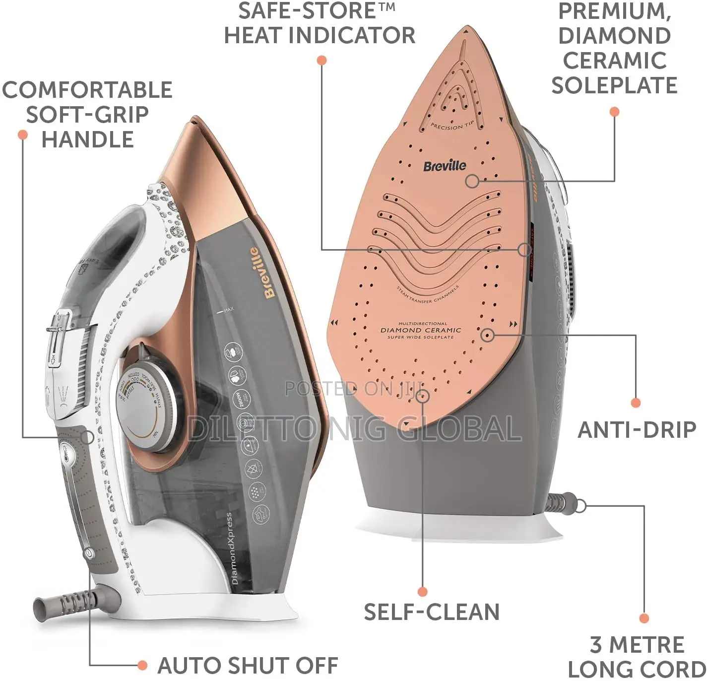 Breville Vin401 Diamondxpress Steam Iron 3100w
