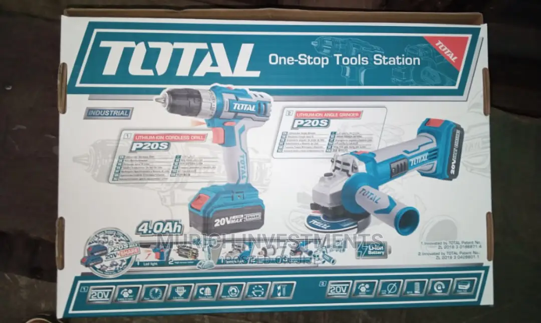 Cordless Drill and Cordless Angle Grinder 20v 4ah