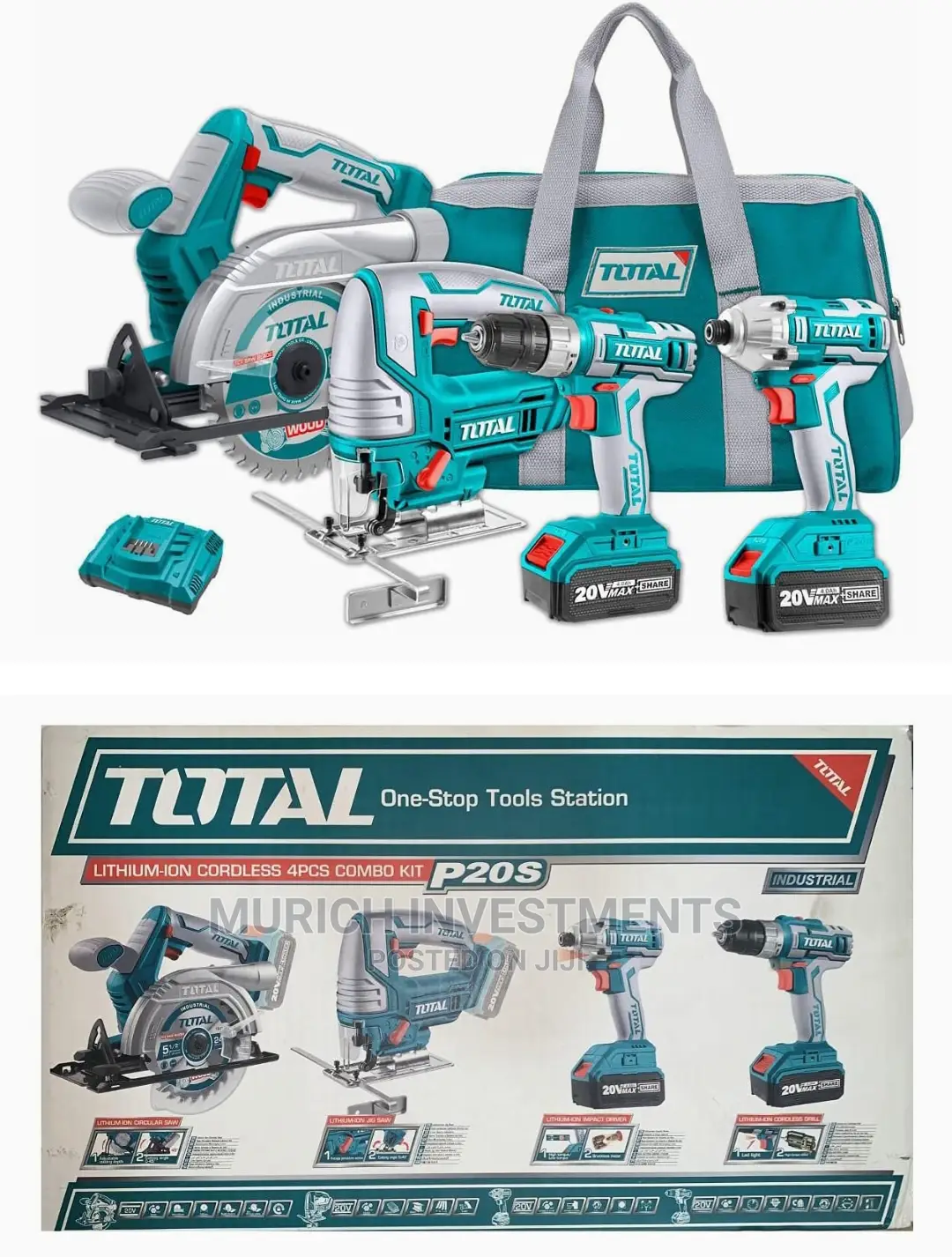 Total Li-Ion Cordless 4pcs Combo KIT 20V 4ah