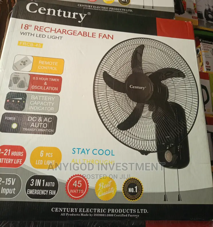 18" Century Rechargeable Wall Fan