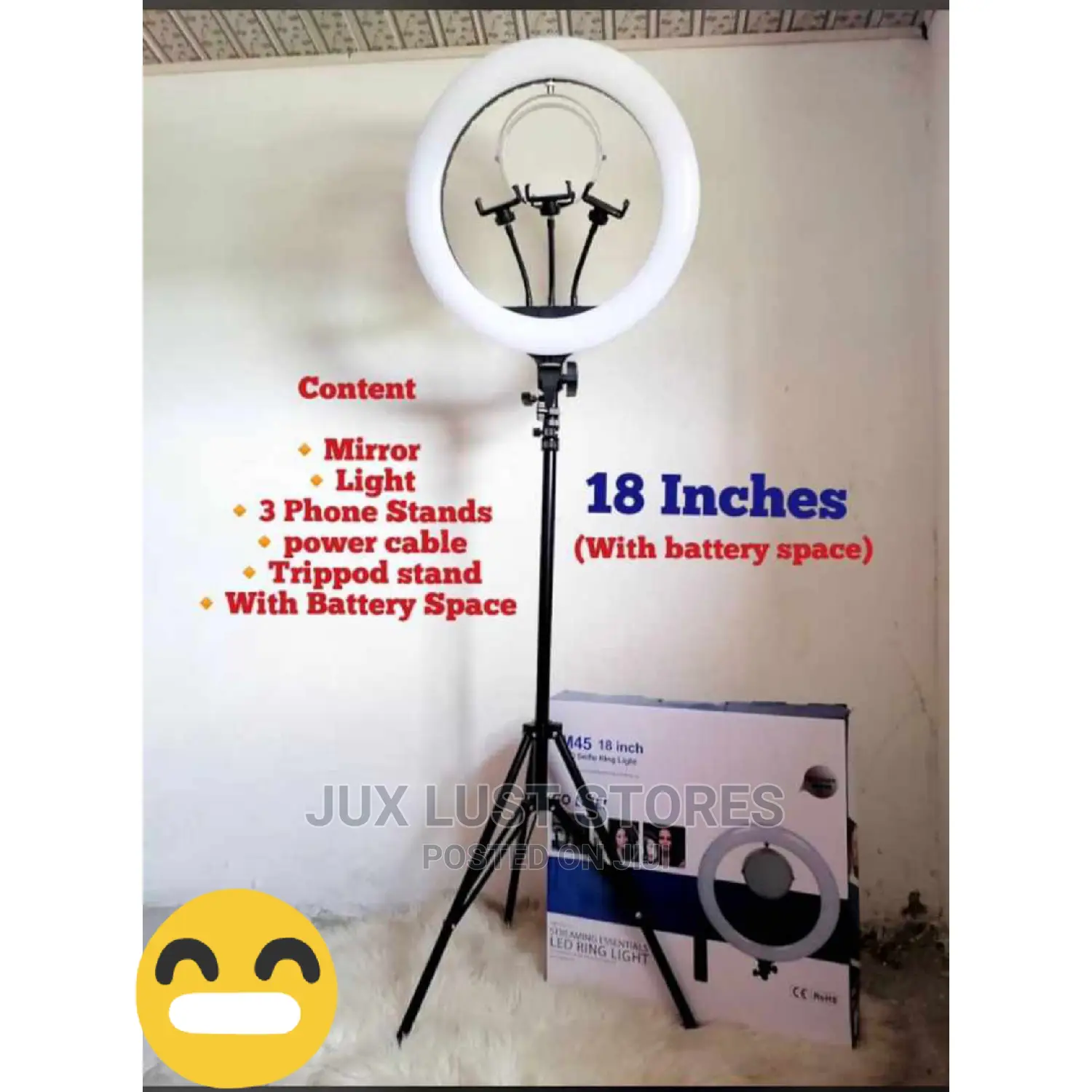 18inches Rechargeable Ringlight With Two Batteries