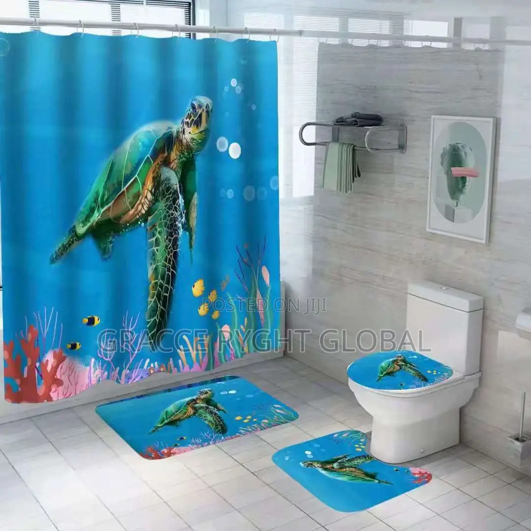 Shower Curtain and Toilet Mat
