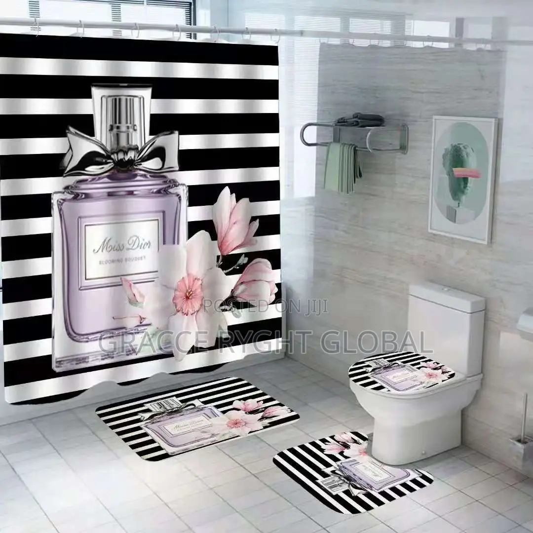 Shower Curtain and Toilet Mat